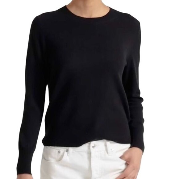 J CREW Black Cashmere Classic-fit Crewneck Sweater Black Size M Style #BA400 - Picture 1 of 10